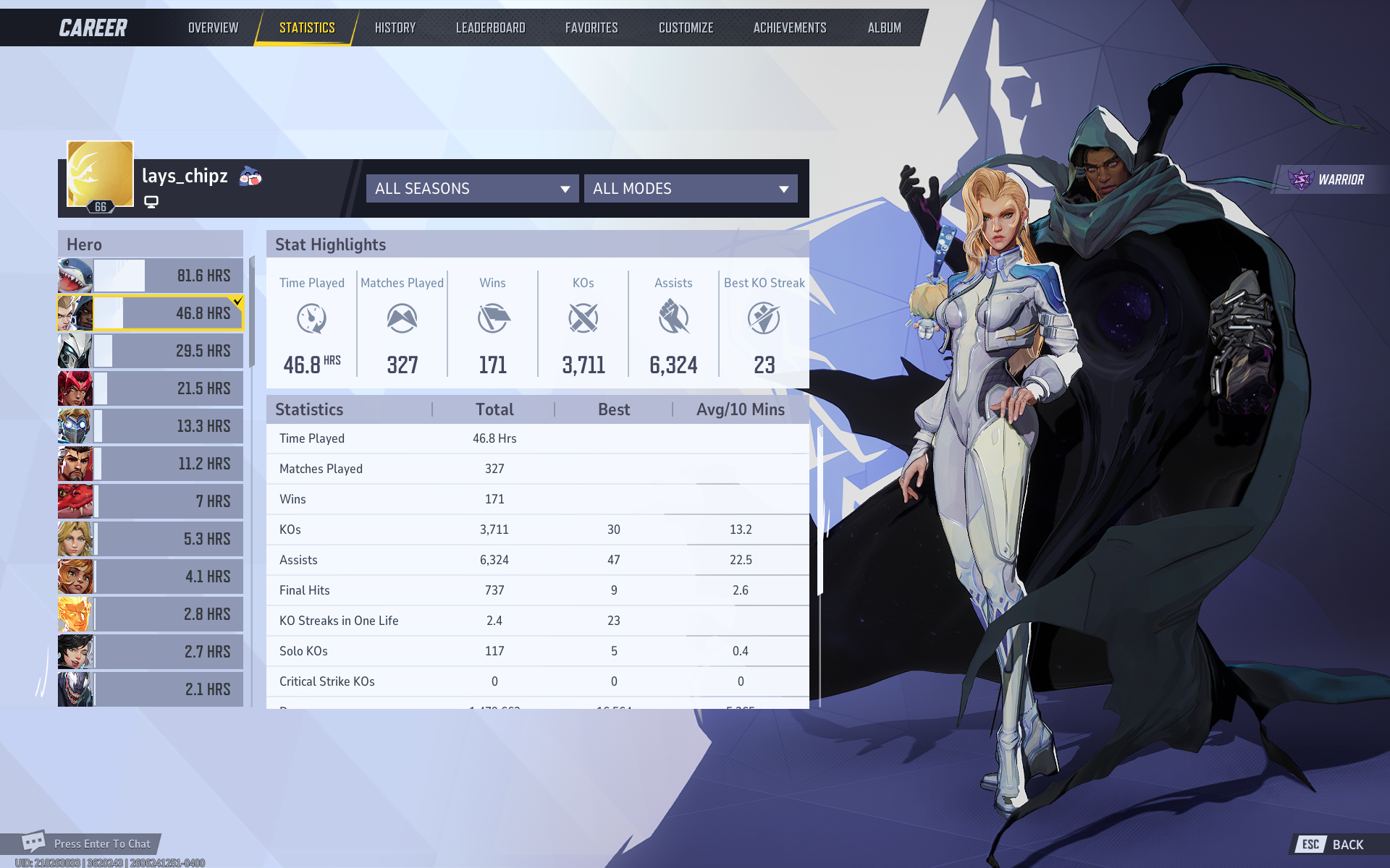 Jeff the Land Shark — Marvel Rivals stats screen